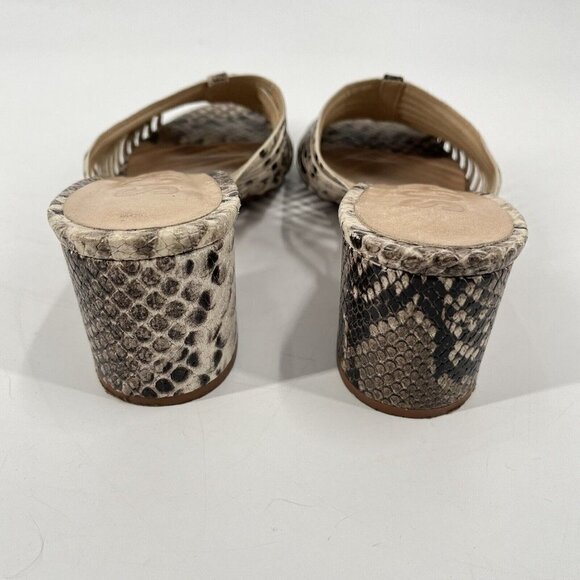 Schutz Leather Snakeskin Sandals Block Heel Sz 7 - Picture 5 of 8